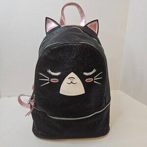 Under One Sky Accessories Black Glitter Kitty Cat Face Pink Straps Backpack Bag